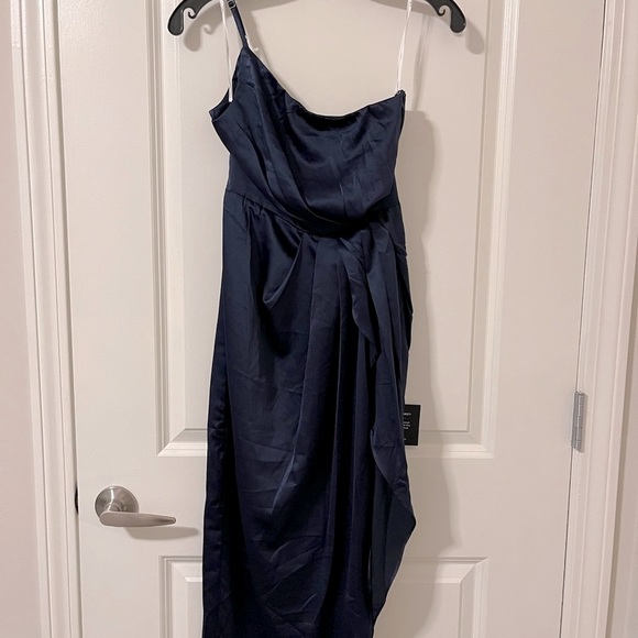 Lulus | Dresses | Lulus Asymmetrical One Shoulder Midi Dress In Navy Xs